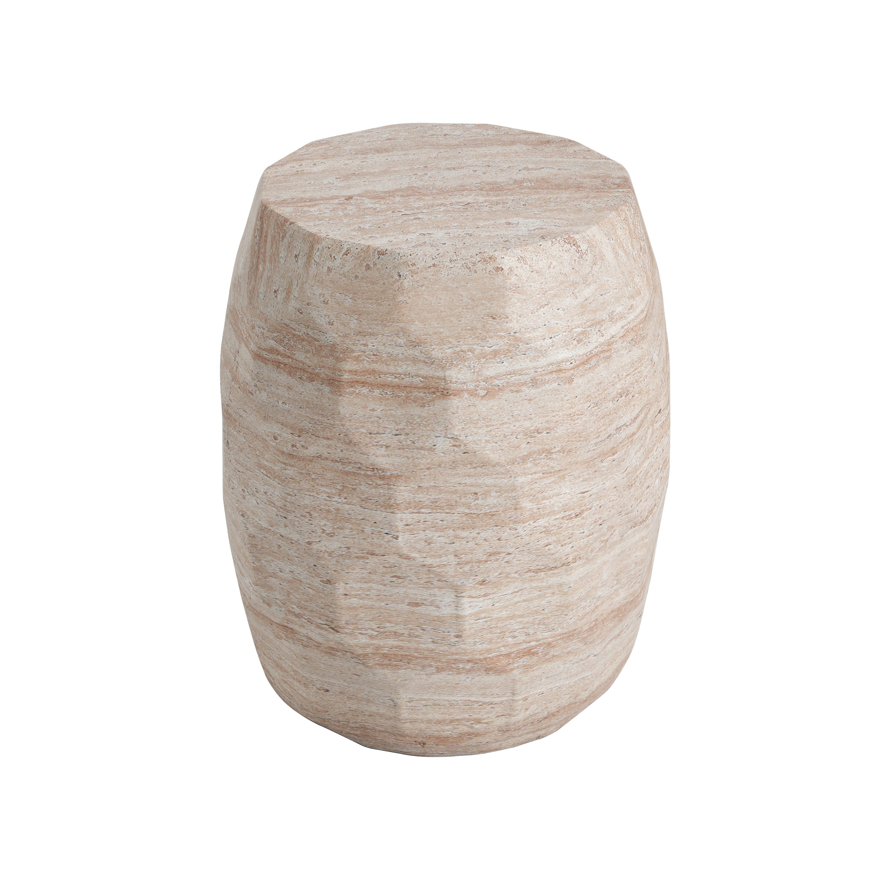 Travertine Finish Lightweight Concrete Side Table for Indoor/Outdoor Use