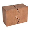 MGO Side Table Set of 2 Rectangular Outdoor Indoor Accent Table in Natural Faux Wood Color, Durable Magnesium Oxide Construction