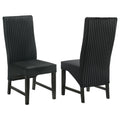Dempsey Black Upholstered Dining Side Chair Set of 2 with High Backs and Velvet Seat in Black Fabric and Wooden Legs