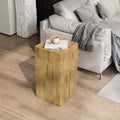 Wood-Look Square-Column MGO End Table,  H27.75',Wood-Like Distressed Finish, Mix with Different Heights, Indoor Outdoor Use,Natural Color