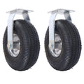 10IN CASTER pneumatic tire(2PCS RIGID), Caster Wheel, Rigid Plate, Steel Hub with Ball Bearings, 5/8-Inch Bore Centered Axle -black