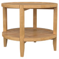 Isbell Maple Brown Round Solid Wood Side End Table with Storage Shelf in Warm Maple Finish, Crafted from Durable Asian Hardwood