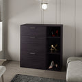 Showie 3-Door Shoe Rack with Interior Shelves And Side Shelves, One Drawer Storage Cabinet for Shoes and Accessories
