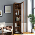Display Cabinet with transparent acrylic plate Doors, Curio Storage Cabinet with 5 Shelves, Bookcase with LED Lights