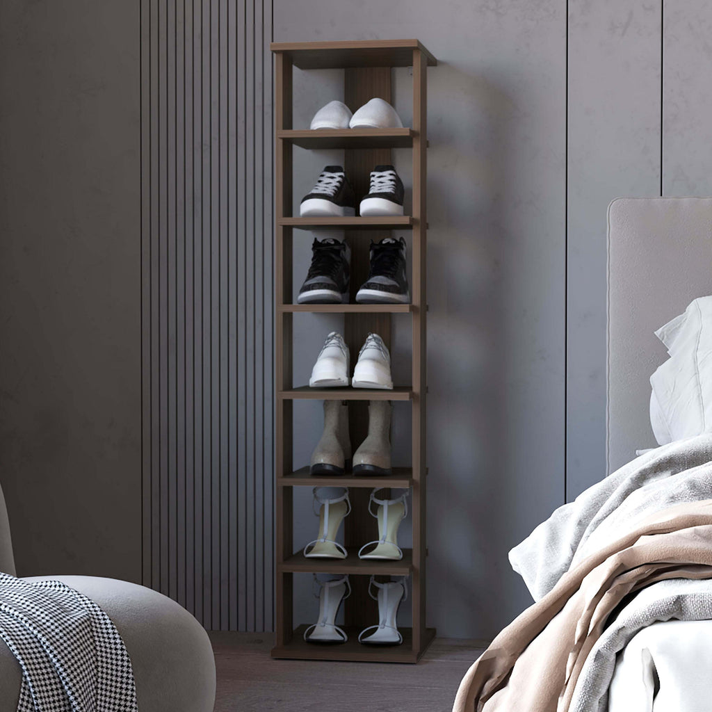 Grey Walnut 7-Tier Tall Vertical Shoe Rack