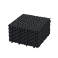 Modern Black Interlocking Deck Tiles with Anti-slip Pebble Stone Pattern, Waterproof Plastic, 12x12 Inch, Pack of 12