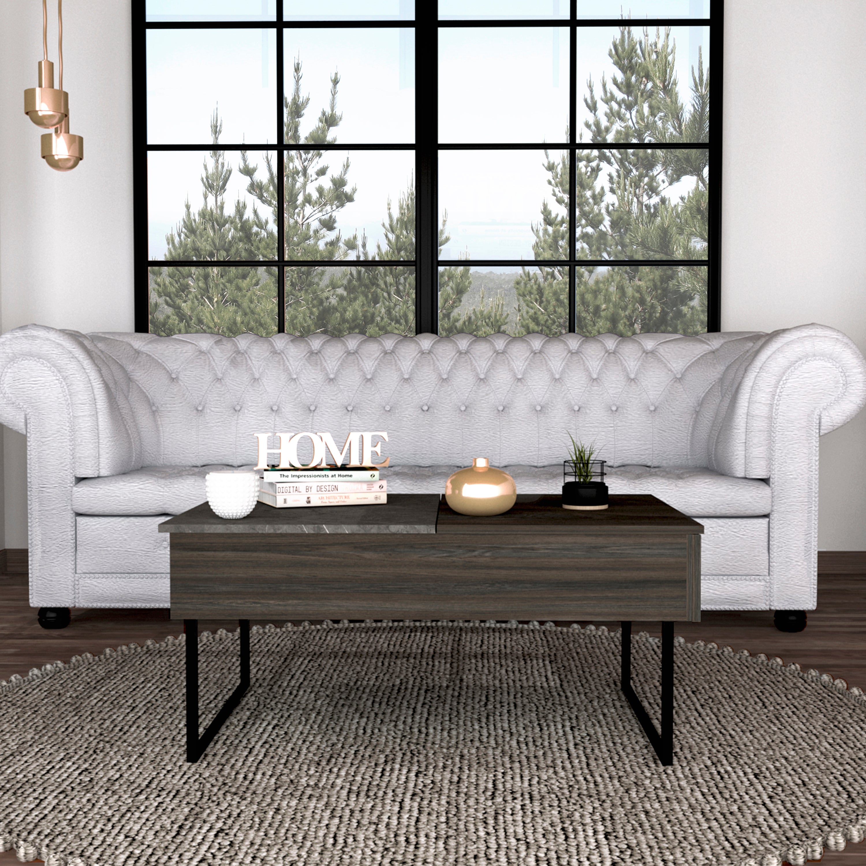 Westover Rectangle Lift Top  Coffee Table Carbon Espresso and Onyx