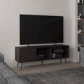 Vulcan 63' Wide Tv Stand with One Cabinet, Three Open Shelves, Cable Management, Living Room, Tv Room Black Wengue