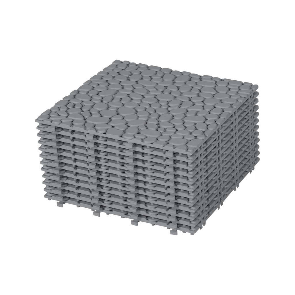 Gray Interlocking Deck Tiles 12x12 Inch Plastic Waterproof Outdoor Anti-slip for Bathroom Balcony