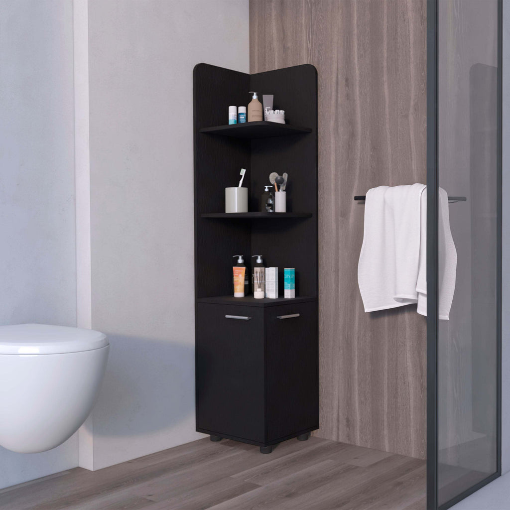 Wenge 2-Door Cabinet with 3 Corner Shelves