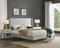 Rozitta Light Gray Fabric Wingback Platform Bed, Queen