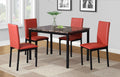 Citico 5-Piece Metal Dinette Set with Laminated Faux Marble Top, 4 Red Chairs