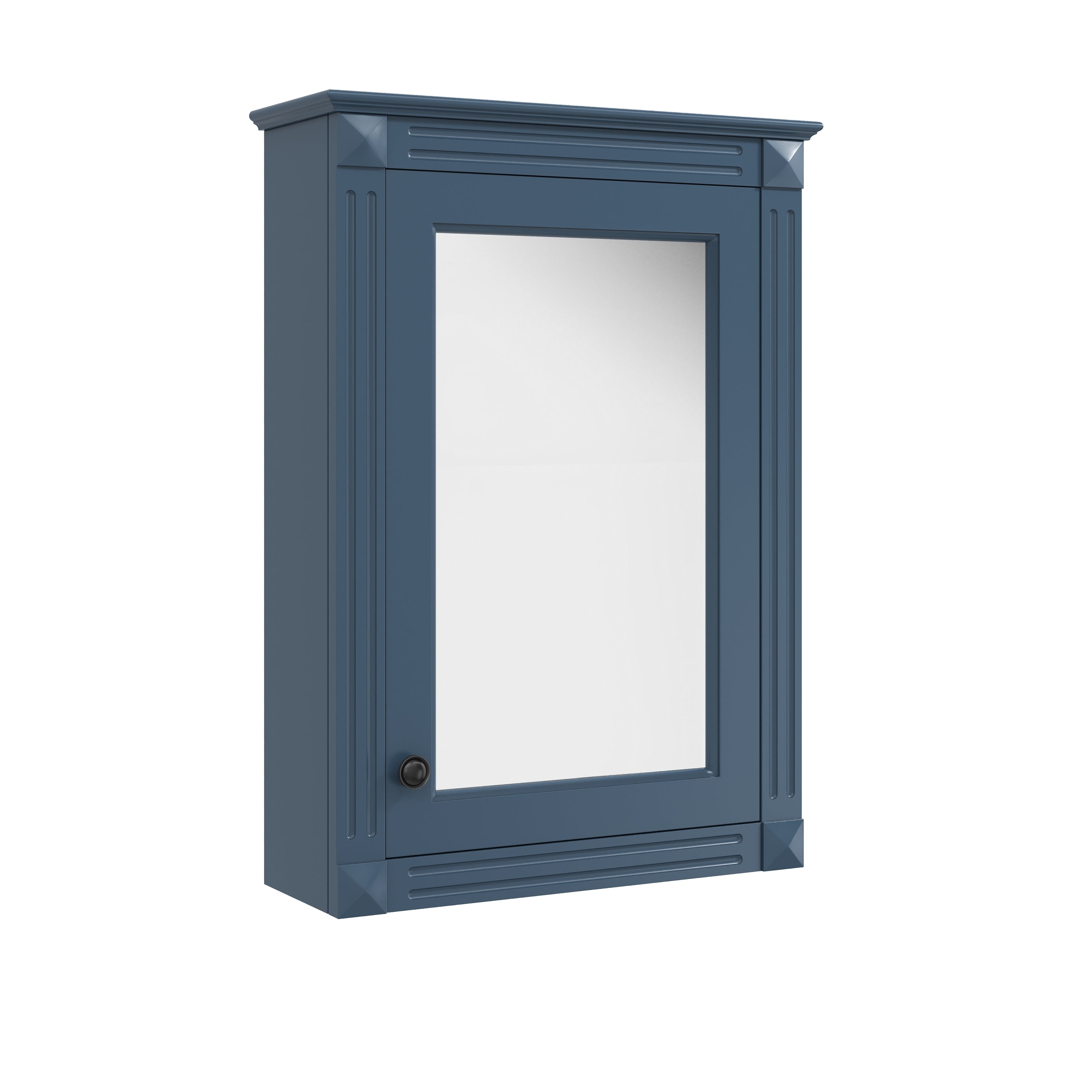 Modern Blue Wall Mounted Bathroom Storage Cabinet with Mirror and Adjustable Shelf, 20'' Rectangular Medicine Cabinet in MDF and Solid Wood