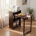 Bamboo Folding Desk, Foldable Desk for Small Space, Computer Desk with Hidden Storage, Mid Century Foldable Table for Home Office and Bedroom (Walnut Brown)