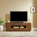 59' Mid Century Modern TV Stand for TVs up to 65', Walnut Entertainment Center with Open Storage & Side Cabinets & Drawers, Vintage TV stand with Curved Design, Perfect  for Living Room, Office