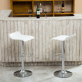Contemporary Chrome Air Lift Adjustable Swivel Stools with White Seat, Set of 2