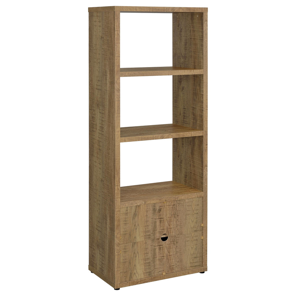 Noriega Mango 3-Shelf Engineered Wood Media Tower in Mango Finish with Open Shelves and Hidden Cabinet Storage
