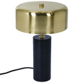 Modern Stylish Desk Lamp with Gold and White Drum Shade and Black Marble Base