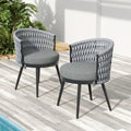 Outdoor Dining Chair-Metal & Rope with Light Gray Cushion Patio Furniture,Weather-Resistant Patio Chairs with Cushions,MP2(set of 2)
