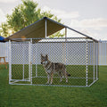 7.5'x7.5' Outdoor Heavy Duty Dog Kennel for Large Dogs, Rust-Proof Coated Wire Mesh Dog Cage with Sturdy Metal Roof, Secure Lock & All Weather Metal Enclosure