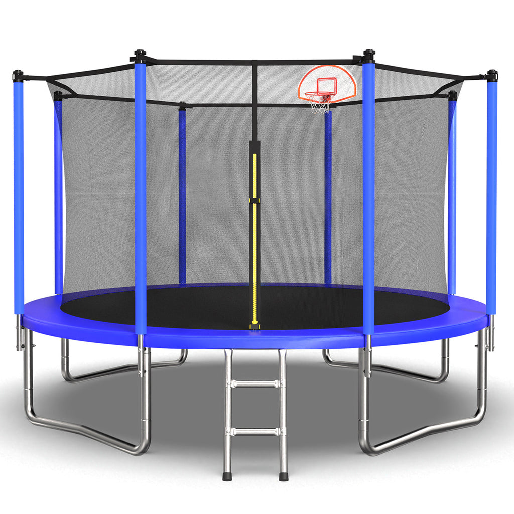 12FT Trampoline for Kids & Adults with Basketball Hoop and Ball ,Recreational Trampolines with Safety Enclosure for Back Yard Outdoor