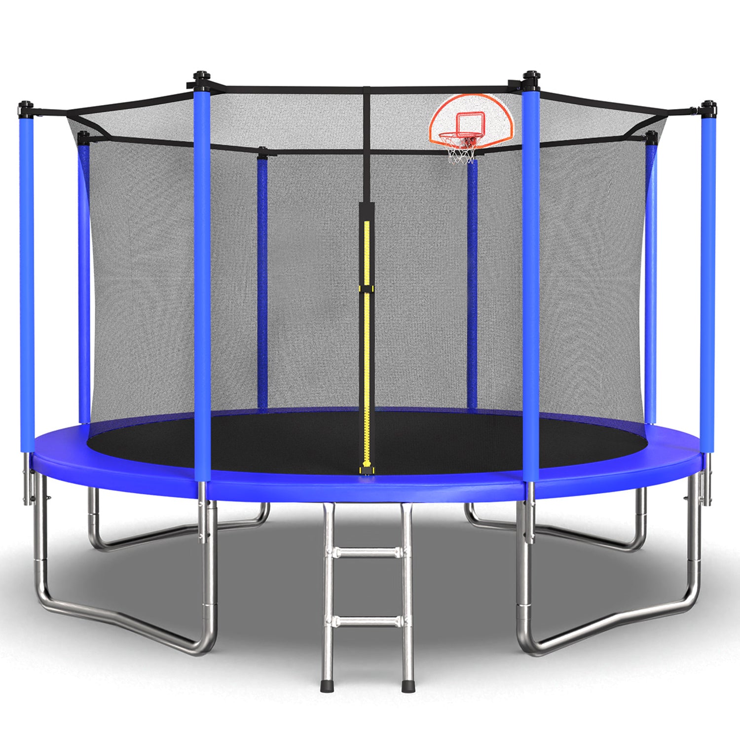 12FT Trampoline for Kids & Adults with Basketball Hoop and Ball ,Recreational Trampolines with Safety Enclosure for Back Yard Outdoor
