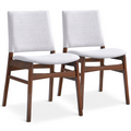 Gusto Mid-Century Modern Fabric Dining Chair (Set of 2) in Light Gray with Solid Wood Frame 22.4'W x 18.1'D x 31.1'H for Living Room Bedroom Outdoor