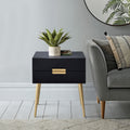 Black and Gold Side Table with 2 Drawer