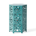 Galore 14' Side Table with Sunburst Cut Out Design, Teal