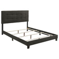 Charcoal Tufted Full Panel Bed with Button-Tufted Headboard, 100% Polyester Upholstered, Black Legs, Modern Platform Design