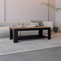 Cecil Coffee Table with Open Storage Shelf for Decor, Modern Design for Living Room or Lounge Area, Natural Oak