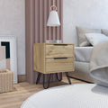 Light Oak 2-Drawer Rectangle Nightstand