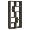 Weathered Grey 8-Shelf Bookcase with Modern Geometric Design, Grey Wood Finish, MDF and PB Board Construction, 70.75H x 35W x 11.75D