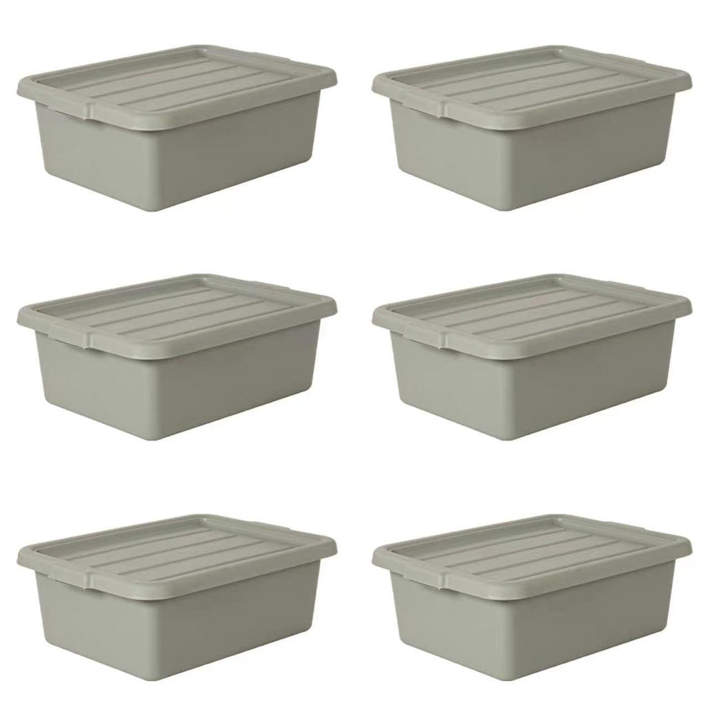 6-Pack 20' x 15' x 7' 9 Gallon meat lug, Commercial Meat Tubs with Lids, Food Grade Plastic Bus Tubs, Heavy Duty Utility Container for Dishwashing, Kitchen Prep, Restaurant Storage, Gray