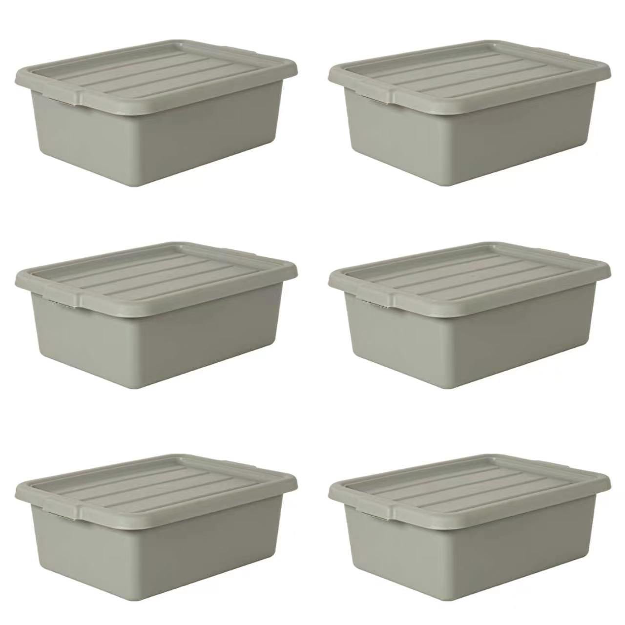 6-Pack 20' x 15' x 7' 9 Gallon meat lug, Commercial Meat Tubs with Lids, Food Grade Plastic Bus Tubs, Heavy Duty Utility Container for Dishwashing, Kitchen Prep, Restaurant Storage, Gray