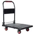 28-3/4' Long x 18-3/4' Wide Platform Truck, Foldable Handcart with 4'' TPR 360-Degree Silent Wheels, 330lbs Heavy-Duty Push Dolly Cart, 4 Steel Load-Bearing Beams for Warehouse Garage Home Use