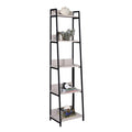 Natural and Black 5-tier Ladder Bookshelf