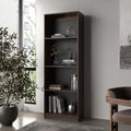 Stained Walnut Flat Bookcase with Open Storage and 4 Shelves