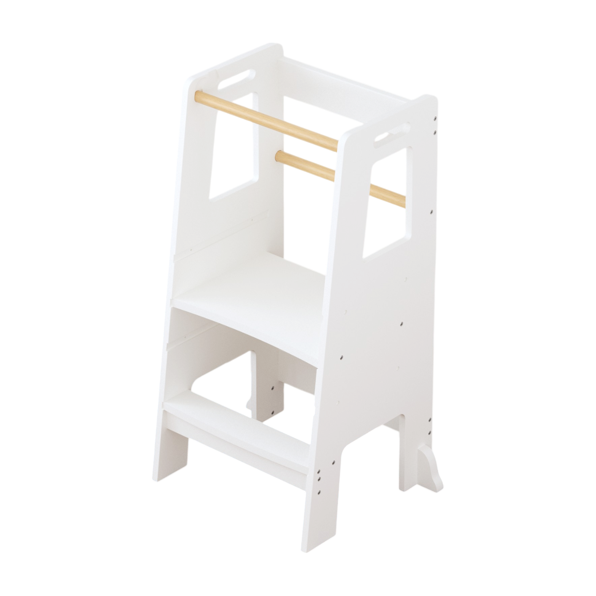 Kids Standing Tower, Child Kitchen Step Stool Toddler Wood Stepping Stool - Children's Montessori Stool - Adjustable Height, White MDF and Pine Wood, 17.52 x 16.73 x 36.02 inches