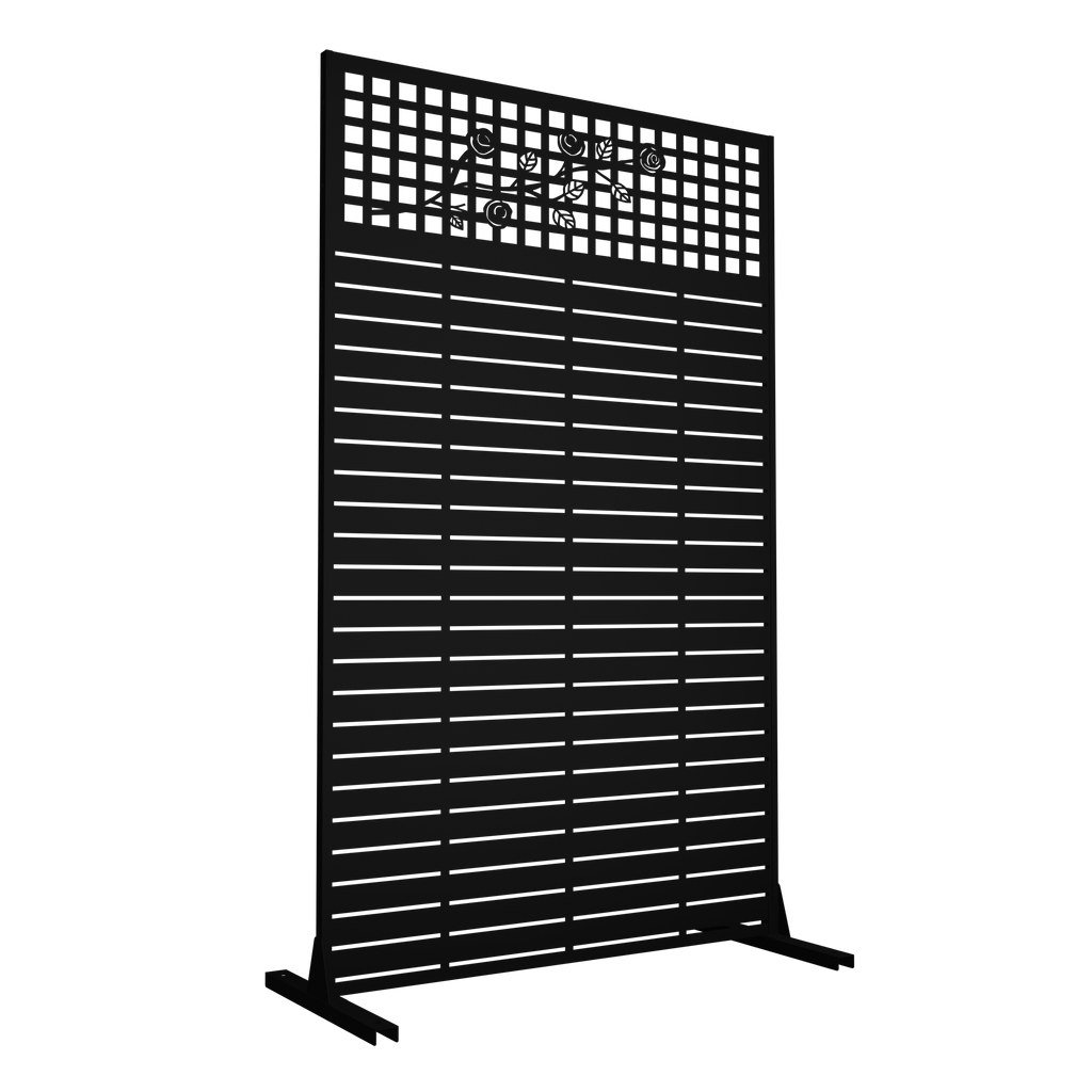 Metal Privacy Screens 72' H x 43.3' W Outdoor and Indoor Divider with Freestanding Decorative Privacy Screen for Balcony, Patio, Garden & Room Decor, Rose Black