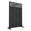 Metal Privacy Screens 72' H x 43.3' W Outdoor and Indoor Divider with Freestanding Decorative Privacy Screen for Balcony, Patio, Garden & Room Decor, Rose Black