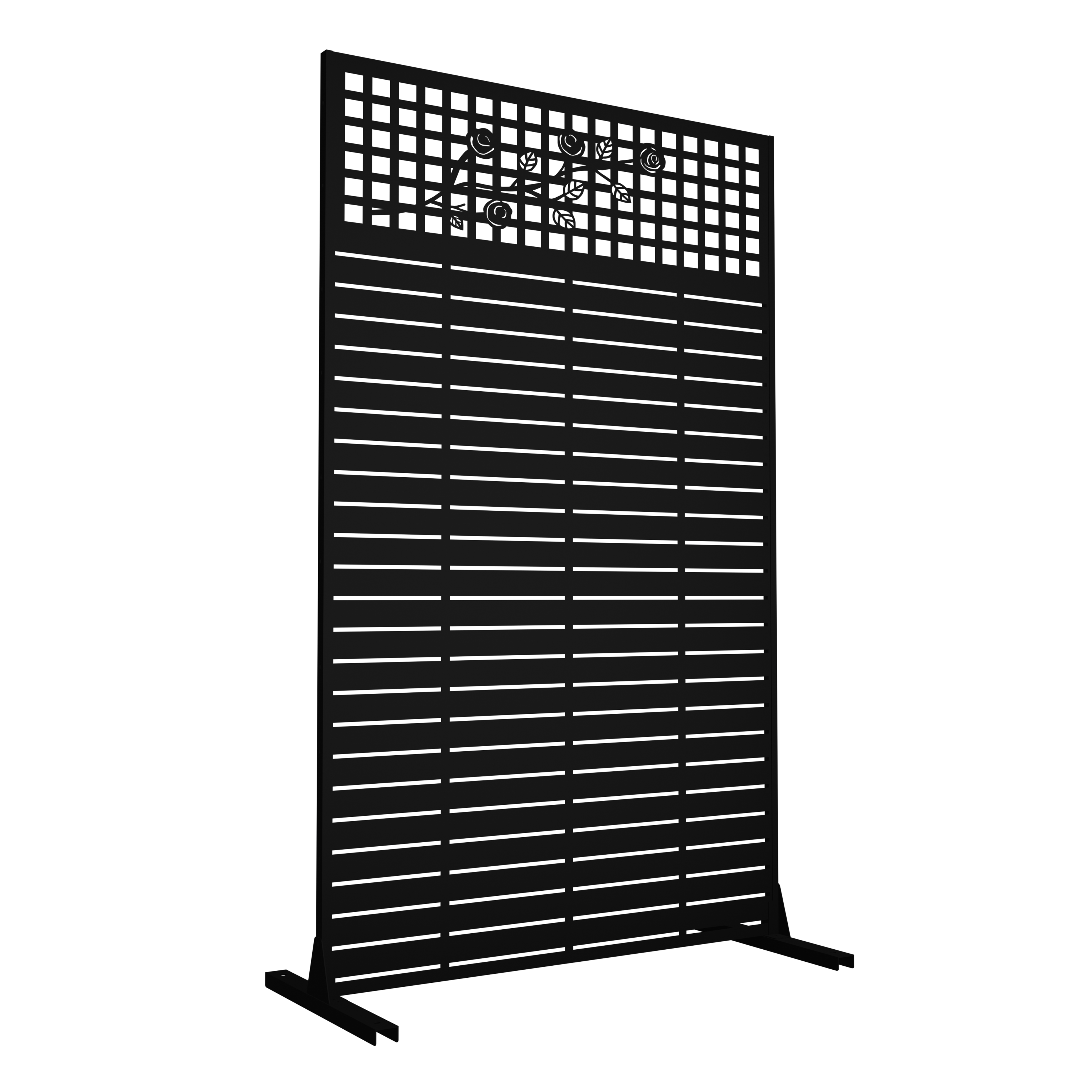 Metal Privacy Screens 72' H x 43.3' W Outdoor and Indoor Divider with Freestanding Decorative Privacy Screen for Balcony, Patio, Garden & Room Decor, Rose Black