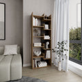 Clover 67' Tall Free standing 6-Tier Bookcase Storage Cabinet, Home Office, Living room, Bookshelf Dark Walnut