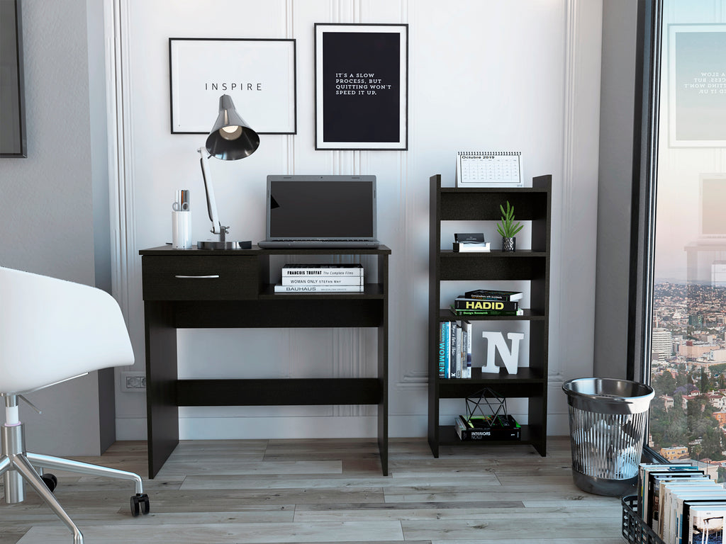 2-Piece 7-Shelf 1-Drawer Home Office Set Wenge