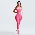 L Size Pink Yoga Ribbed Knit Crisscross Back Crop Sports Removable Cups, Cute Gym Wear Seamless Sports Bra Exercise Athletic Activewear Workout Women's Yoga Pants Leggings Ribbed Solid High-Waisted
