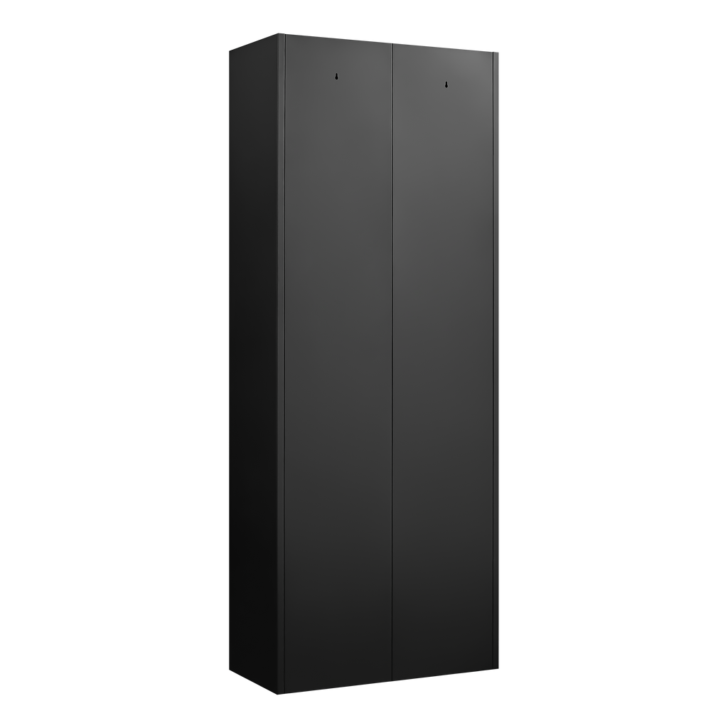 Black Metal Kitchen Pantry Cabinet with Adjustable Shelves and Gold Handles, Tall Steel Storage Locker for Kitchen, Living Room, Dining Room, or Office