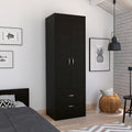 Lisboa Armoire, Rod, Double Door, Two Drawers, Metal Handles