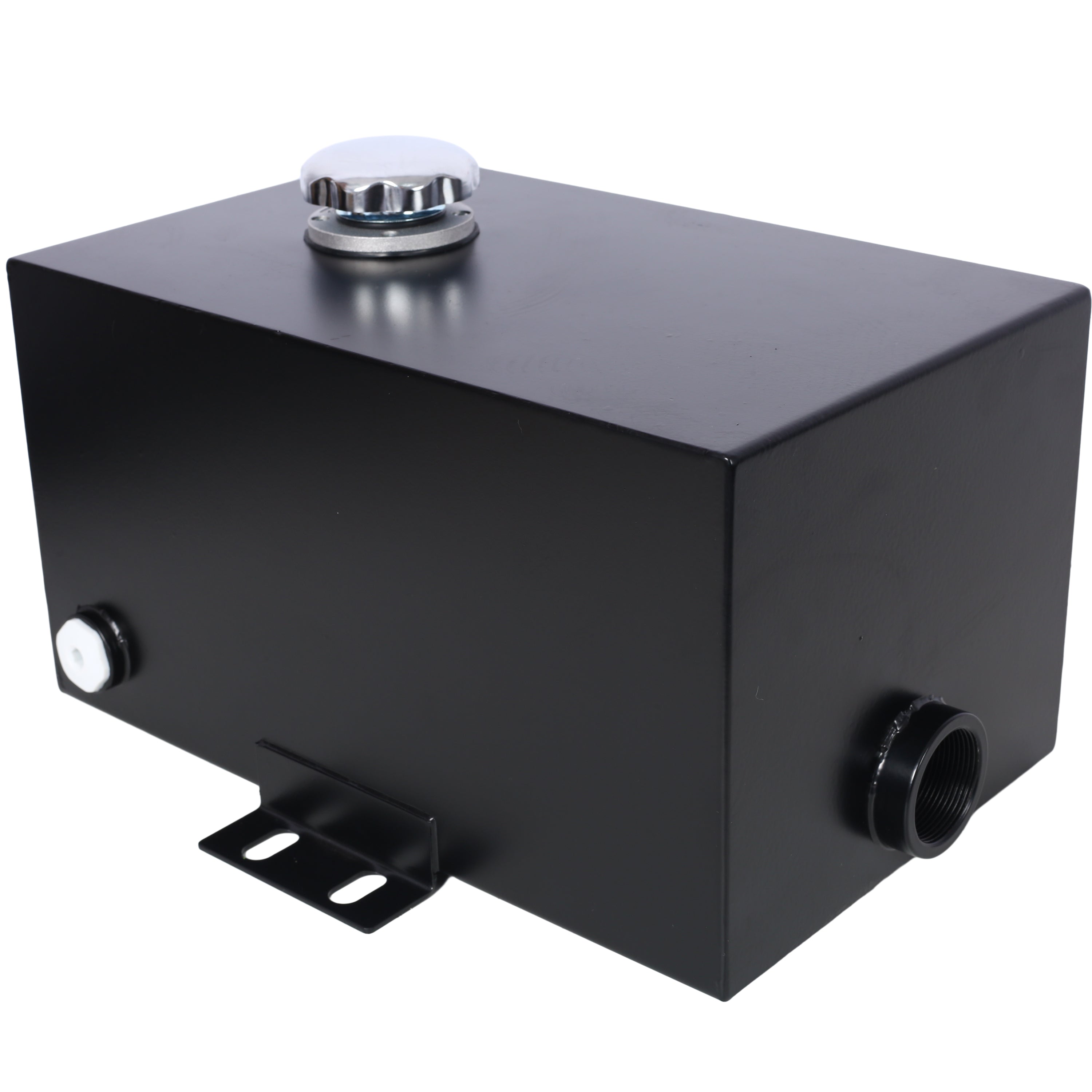 5 Gallon 14 Gauge Steel Hydraulic Fluid Reservoir Tank with Inlet 1-1/2' FNPT and Outlet 3/4' FNPT, Integral Mounting Foot On Each End, Black