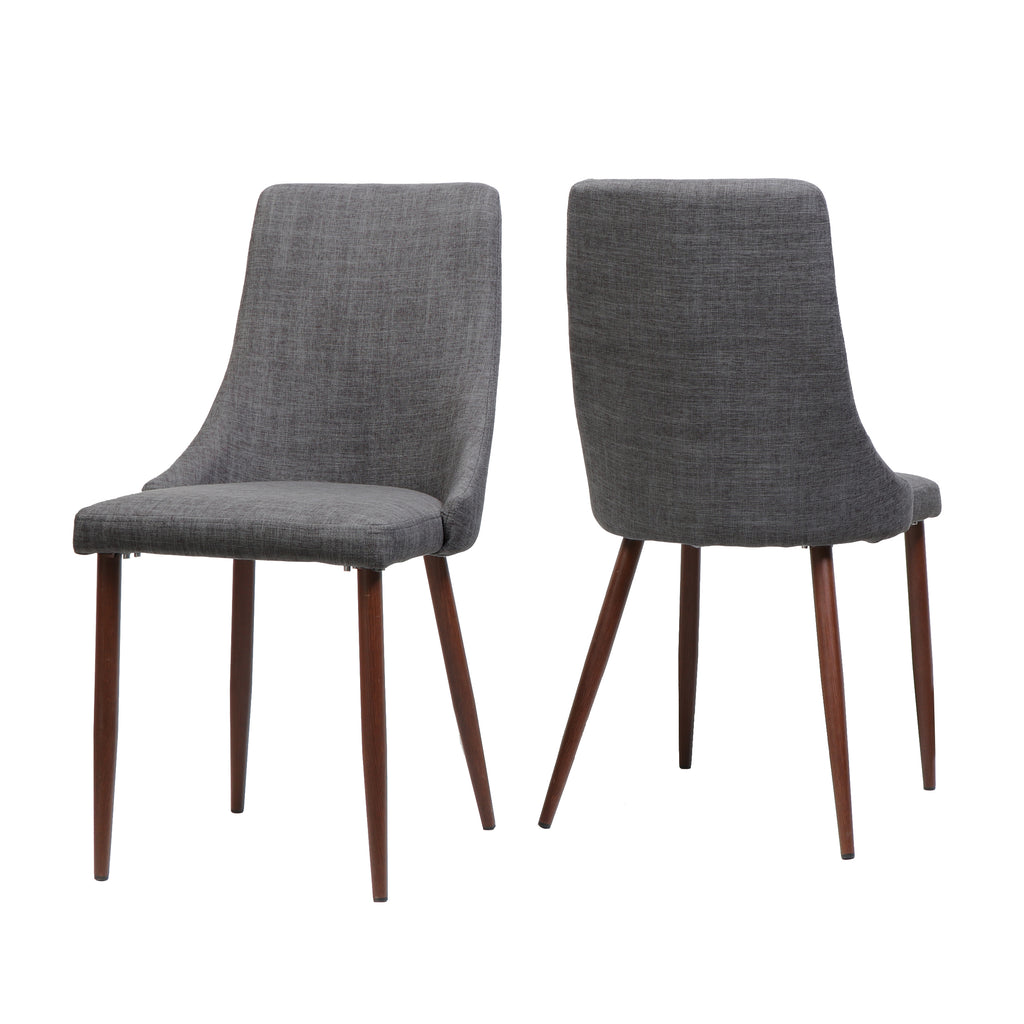 Modern Light Grey Fabric Dining Chair with Iron Legs and Dark Walnut Finish