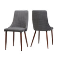 Modern Light Grey Fabric Dining Chair with Iron Legs and Dark Walnut Finish
